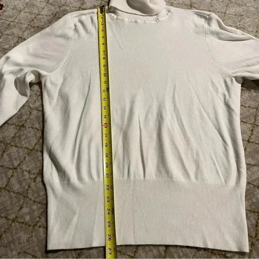 JM Collection Acrylic Blend Button Sleeve Turtleneck Sweater Cream Sz L